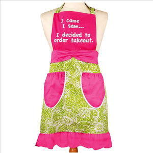 NWT Vintage Style  Apron I Came I Saw I Ordered Take Out Cotton